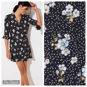 ⭐️ Loft white floral polka dot print ruffle 1/2 sleeve skort romper wrap 2